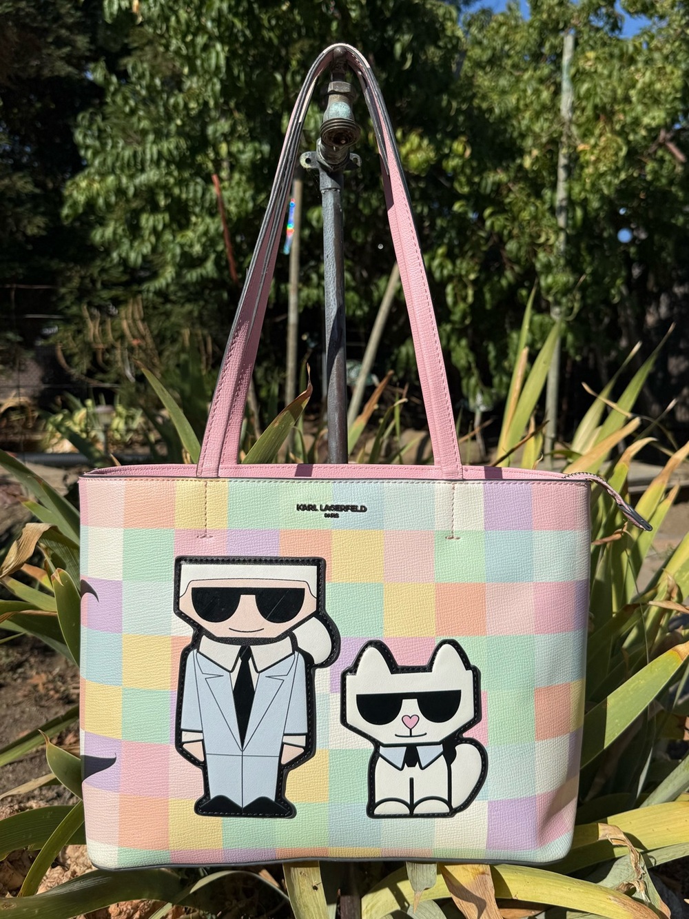 Karl Lagerfeld Maybelle Pastel Check Tote Bag